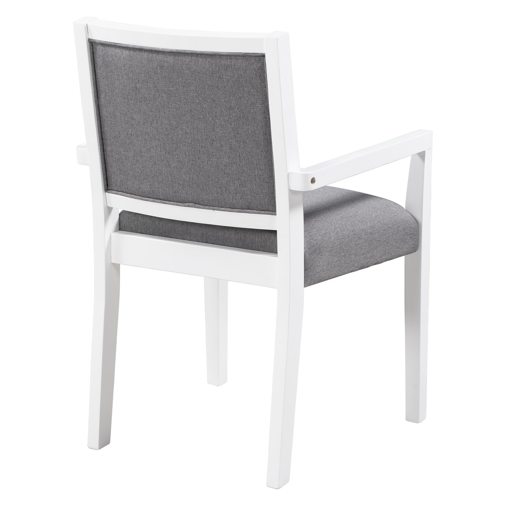 Dining Table Set with 4 Square Arms Dining Chairs for Restaurant Studio  Gray