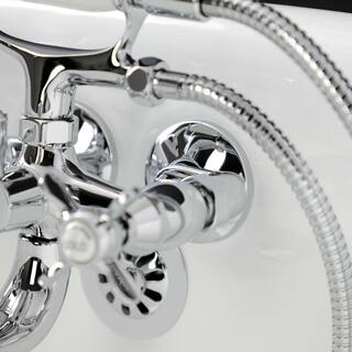 Kingston Brass Essex Wall Mount 3-Handle Claw Foot Tub Faucet with Hand Shower in Polished Chrome HKS245C