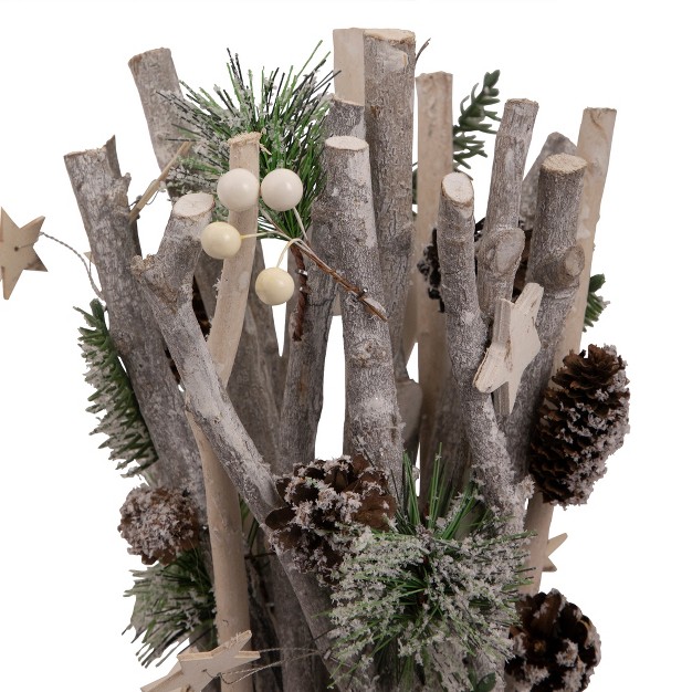 Natural Branch Bundle With Stars And Berries Christmas Decor