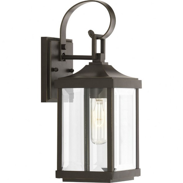 Progress Lighting Gibbes Street 1 light Wall Lantern Antique Bronze Clear Beveled Glass