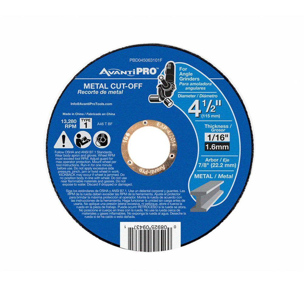 Avanti Pro 4-12 in. x 116 in. x 78 in. Thin Kerf Metal Cut-Off Disc PBD045063101F