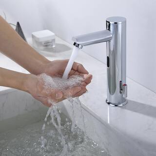 GIVING TREE Mid-Arc Automatic Touchless Single Hole Bathroom Faucet in Chrome HDFFBTSHM-222CH