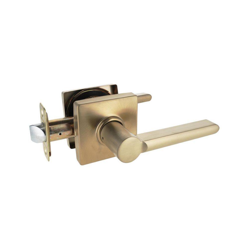 Defiant Tonebridge Satin Brass HallCloset Door Lever with Square Rose 32LS3XM03A