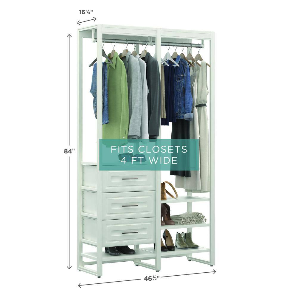 CLOSETS By LIBERTY 46.5 in. W White Adjustable Tower Wood Closet System with 3 Drawers and 7 Shelves HS5400-RW-04