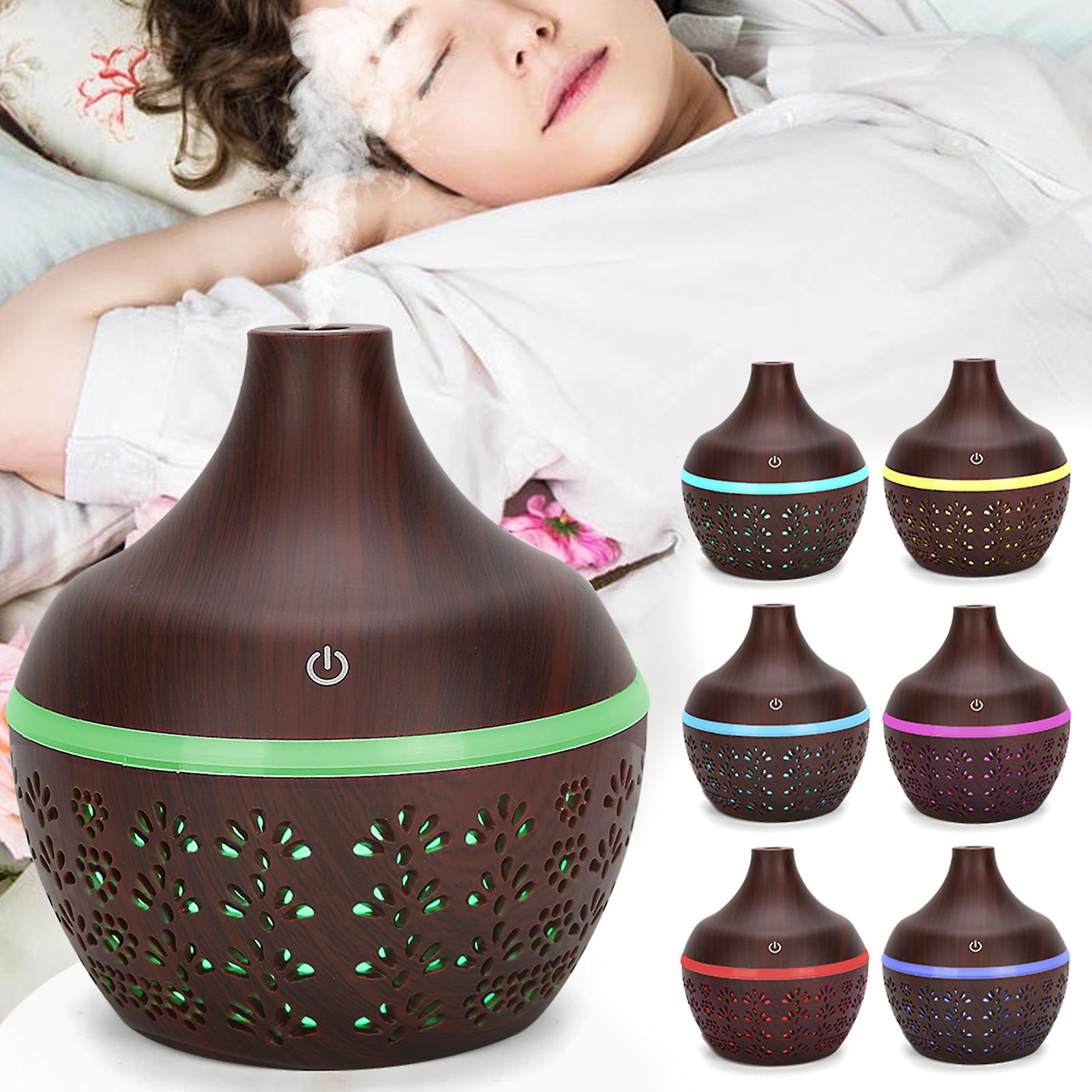 300ml Usb Desktop Humidifier 7 Color Light Mini Air Humidifier For Home Office (dark Wood Grain)