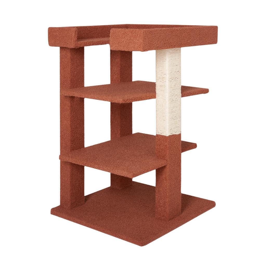 HOMESTOCK Terracotta 3-Level Cat Tree Tower, Multi-Level Kitten Tower Play House Activity Center,Kitty Pet House Furniture for Cat 98783