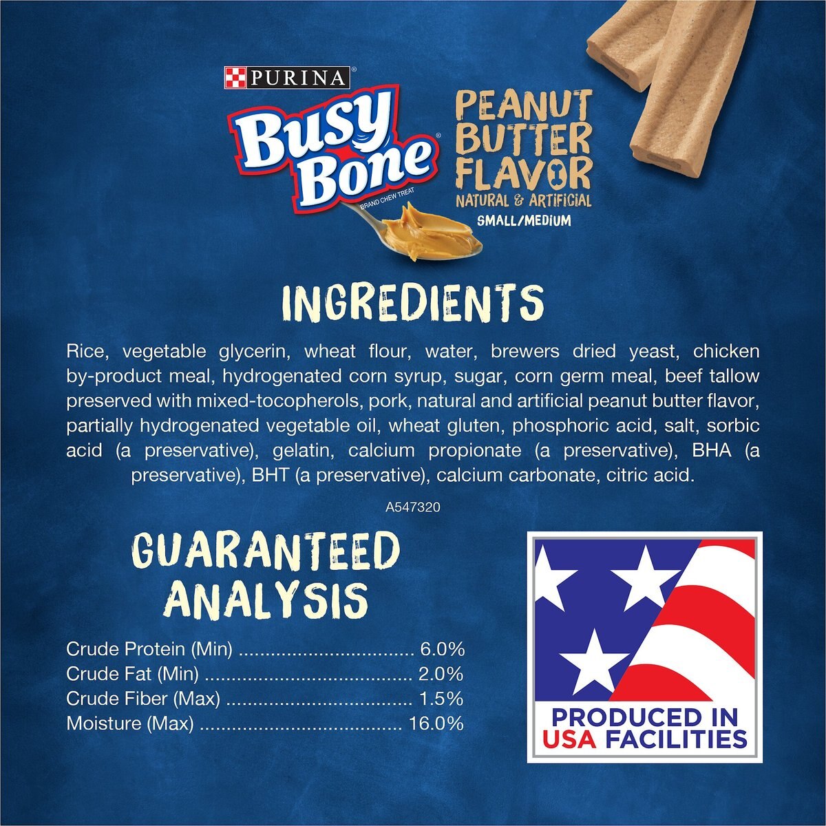 Busy Bone， Long-Lasting Peanut Butter Flavor Small/Medium Dog Treats