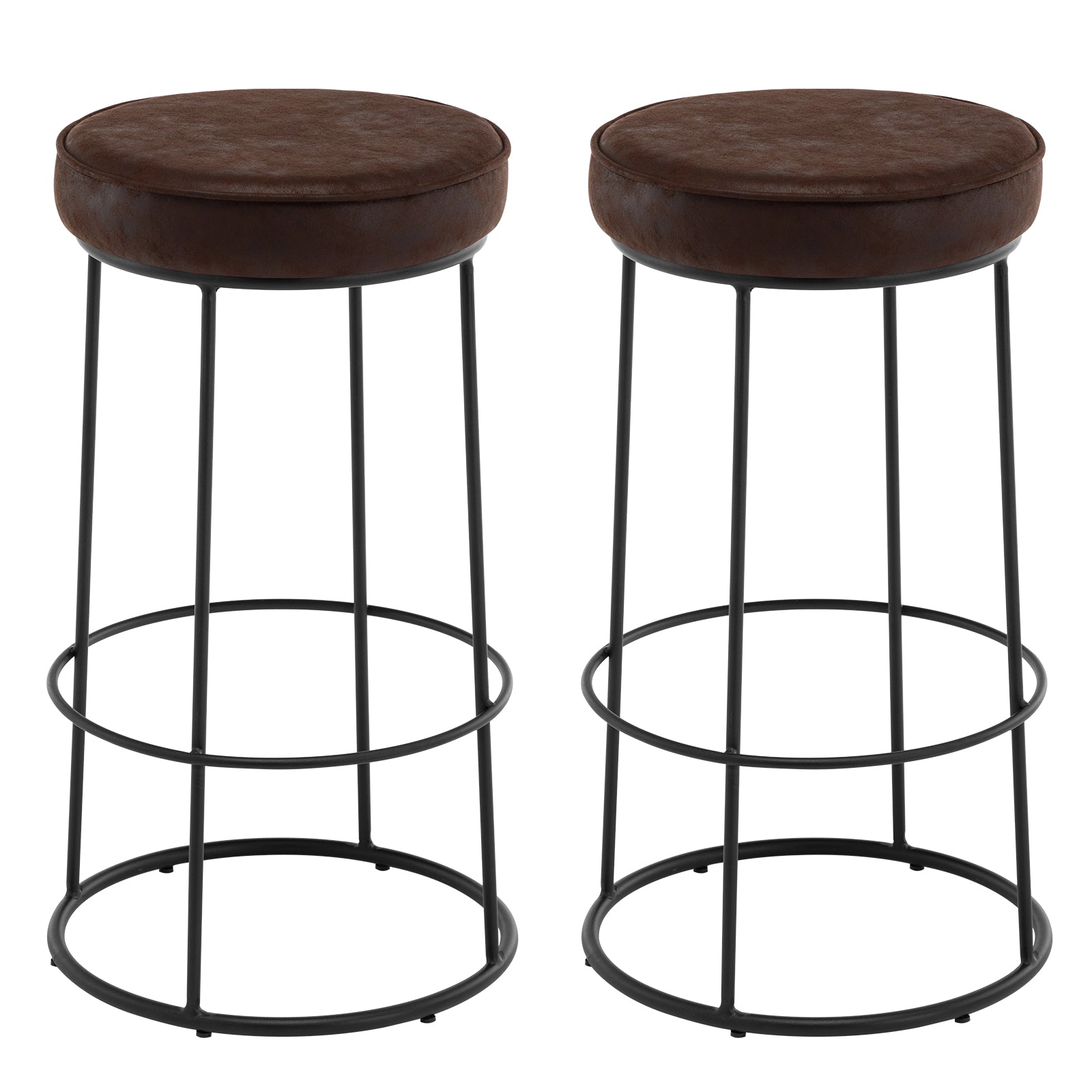 Duhome Bar Stools Counter Stools Set of 2 Pack Aged Fabric Modern Stools Counter Height for Breakfast Kitchen Island Bar 28 Inches Dark Brown