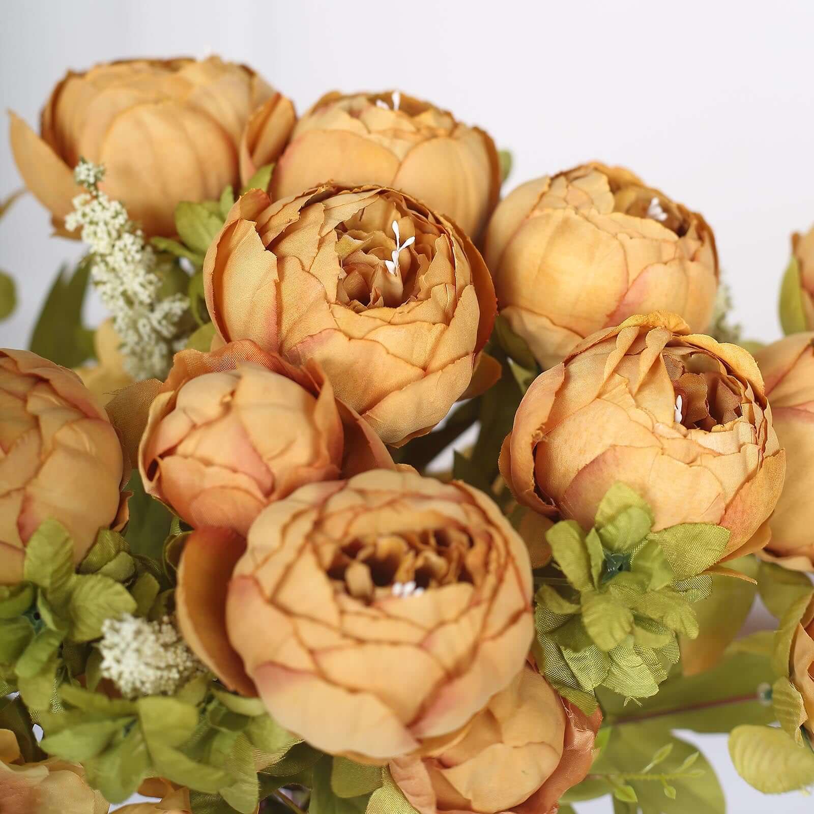 2 Pack Gold Silk Peony Flower Bouquet Arrangements, Artificial Wedding Bridal Bouquets 19