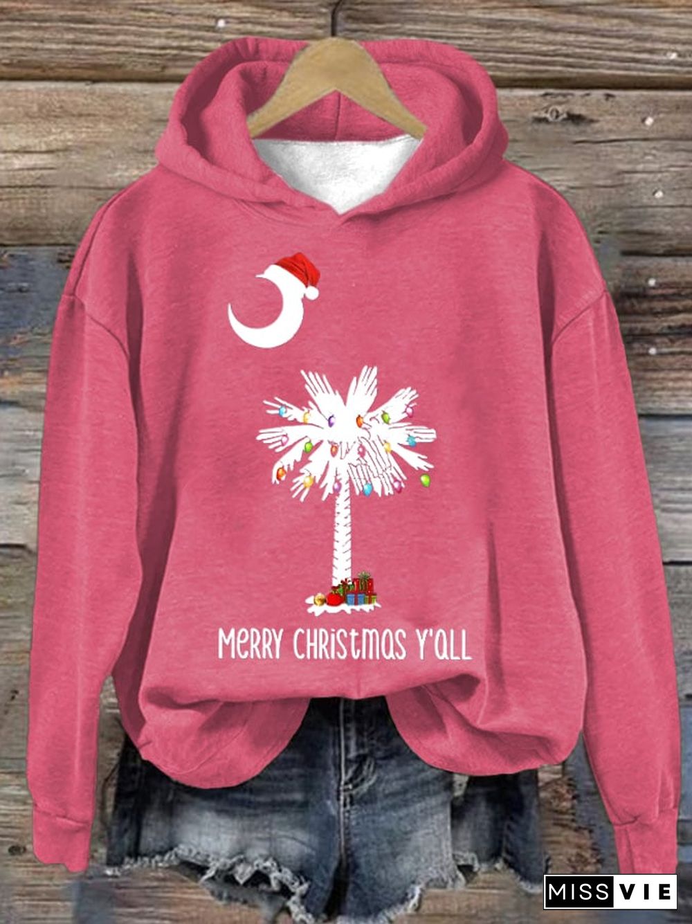 Women's Merry Christmas Y’all Print Hoodie