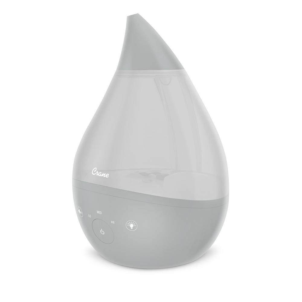 Crane 1 Gal. Drop Ultrasonic Cool Mist Humidifier for Medium to Large Rooms up to 500 sq. ft. - Grey EE-5301GR