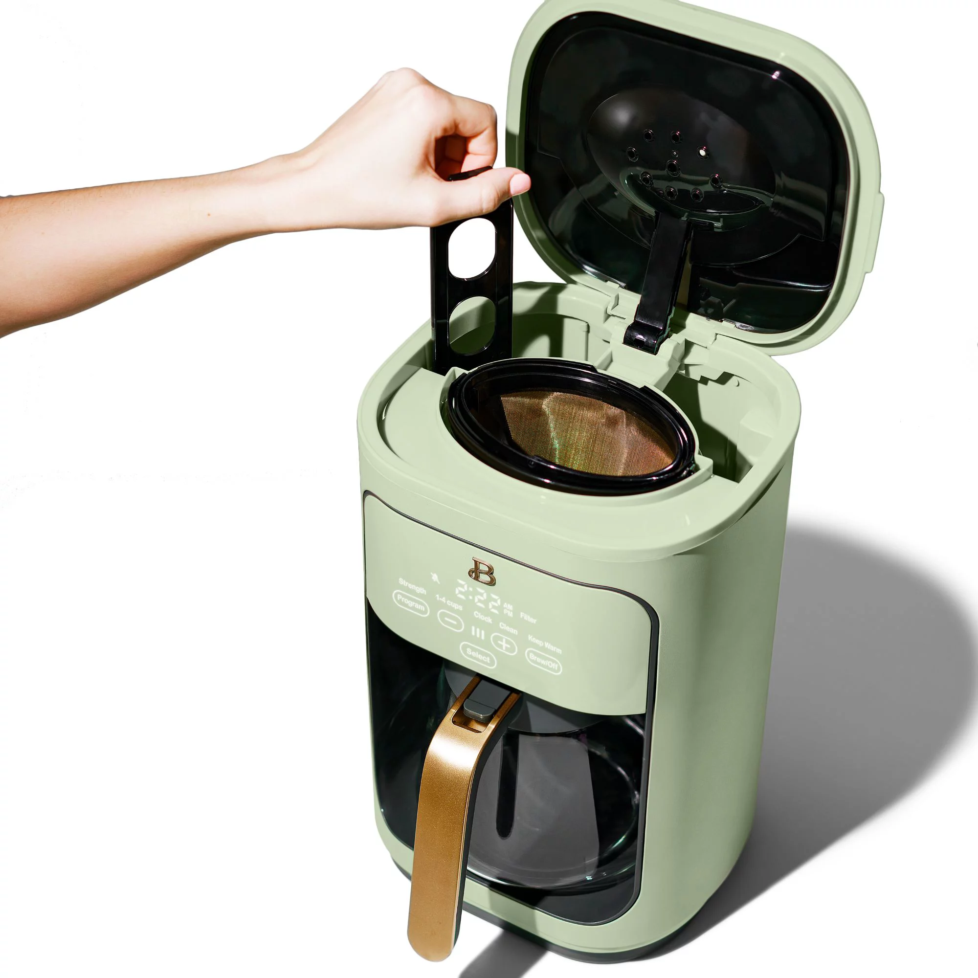 Beautiful 14 Cup Programmable Touchscreen Coffee Maker， Sage Green by Drew Barrymore