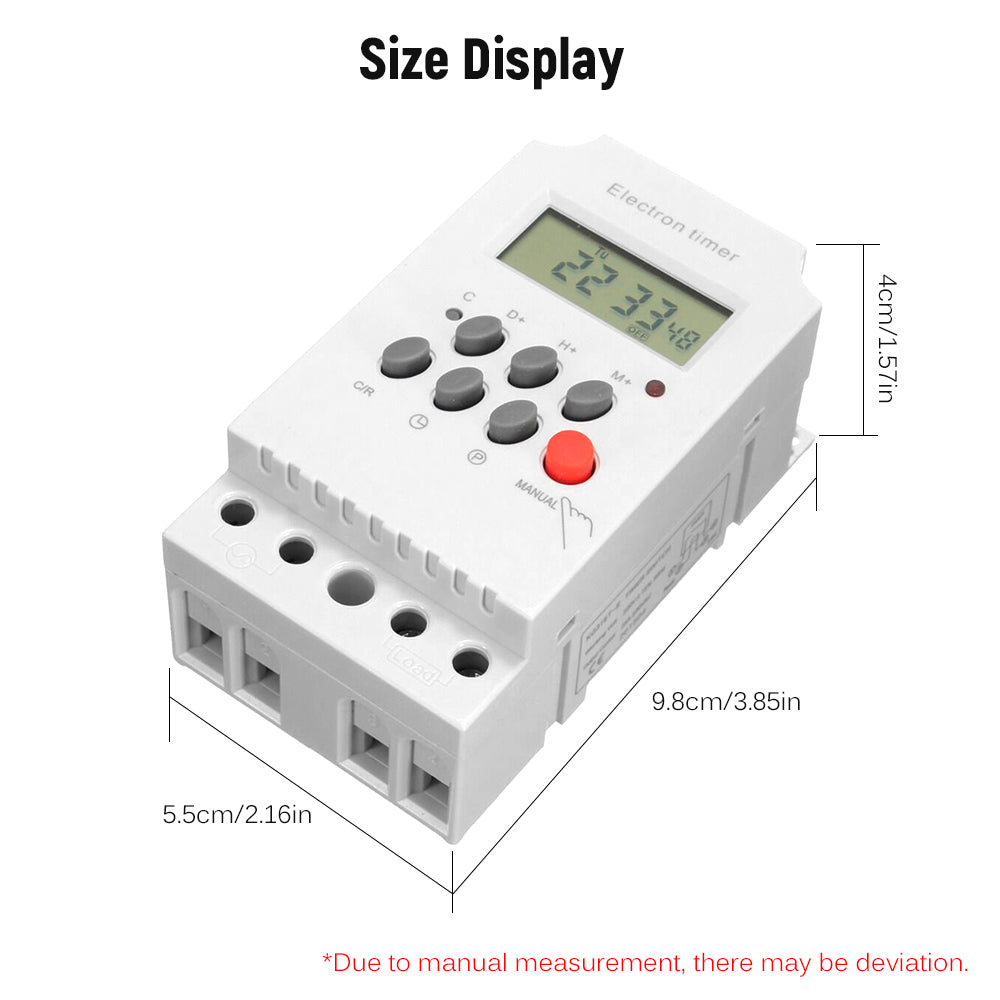 Tomshine AC 25A Digital Programmable Timer Din Rail Electronic Timer Time Switch Controller with LCD Display