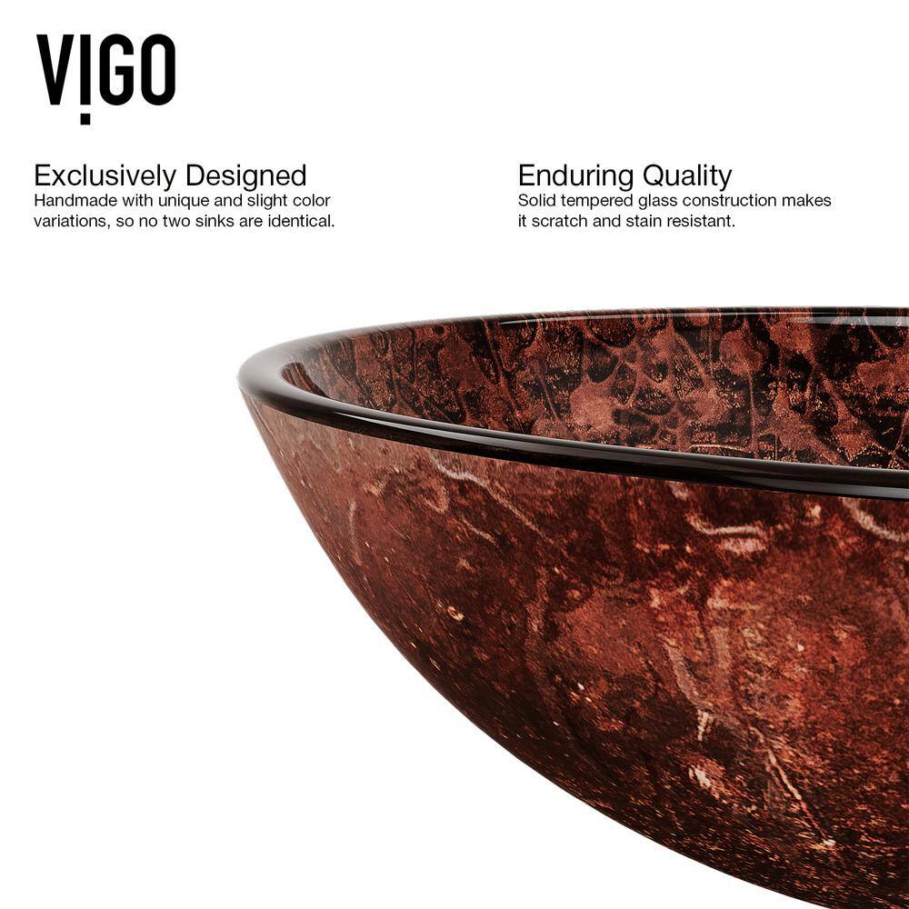 VIGO Giovanni Copper Glass 17 in. L x 17 in. W x 6 in. H Round Vessel Bathroom Sink VG07028