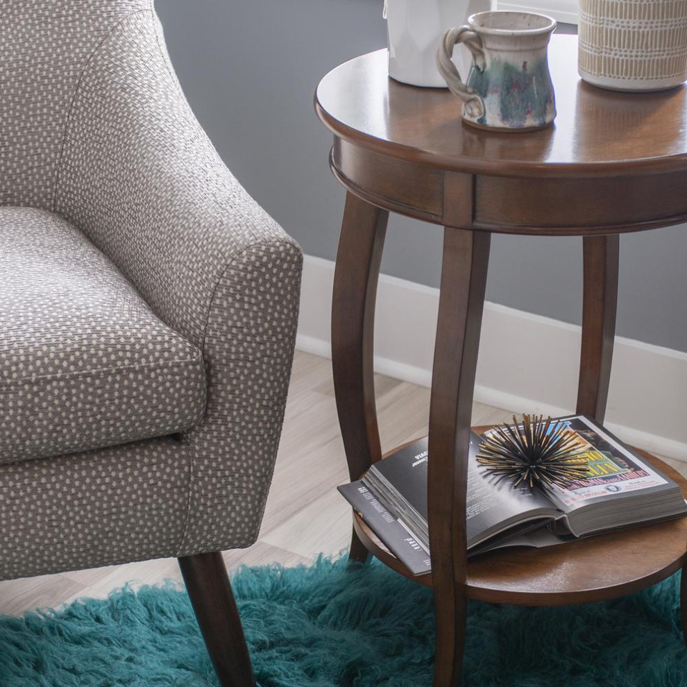 Hazelnut Round Table with shelf   Transitional   Side Tables And End Tables   by Buildcom  Houzz