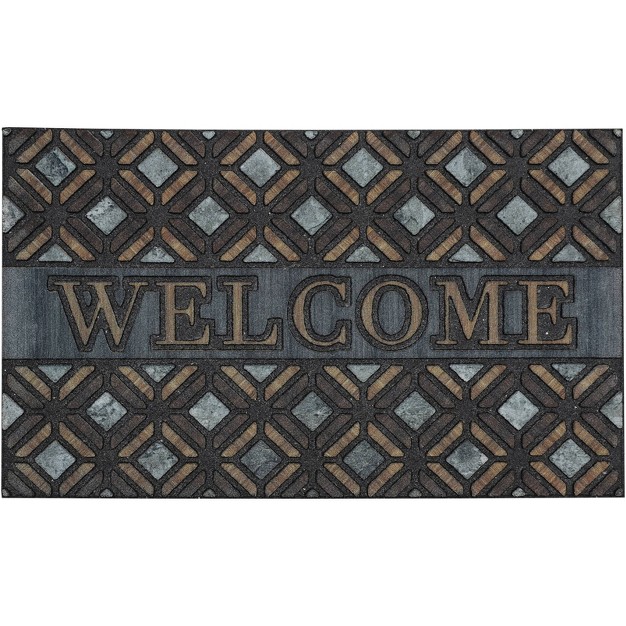 x27 welcome x27 Kingsley Inlay Doorscapes Mat Blue gray brown Mohawk