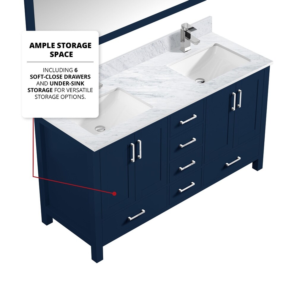 Jacques 60 in. W x 22 in. D Navy Blue Double Bath Vanity