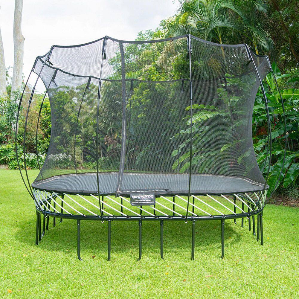 SPRINGFREE Kids 11 ft. Outdoor Large Square Trampoline with Enclosure S113