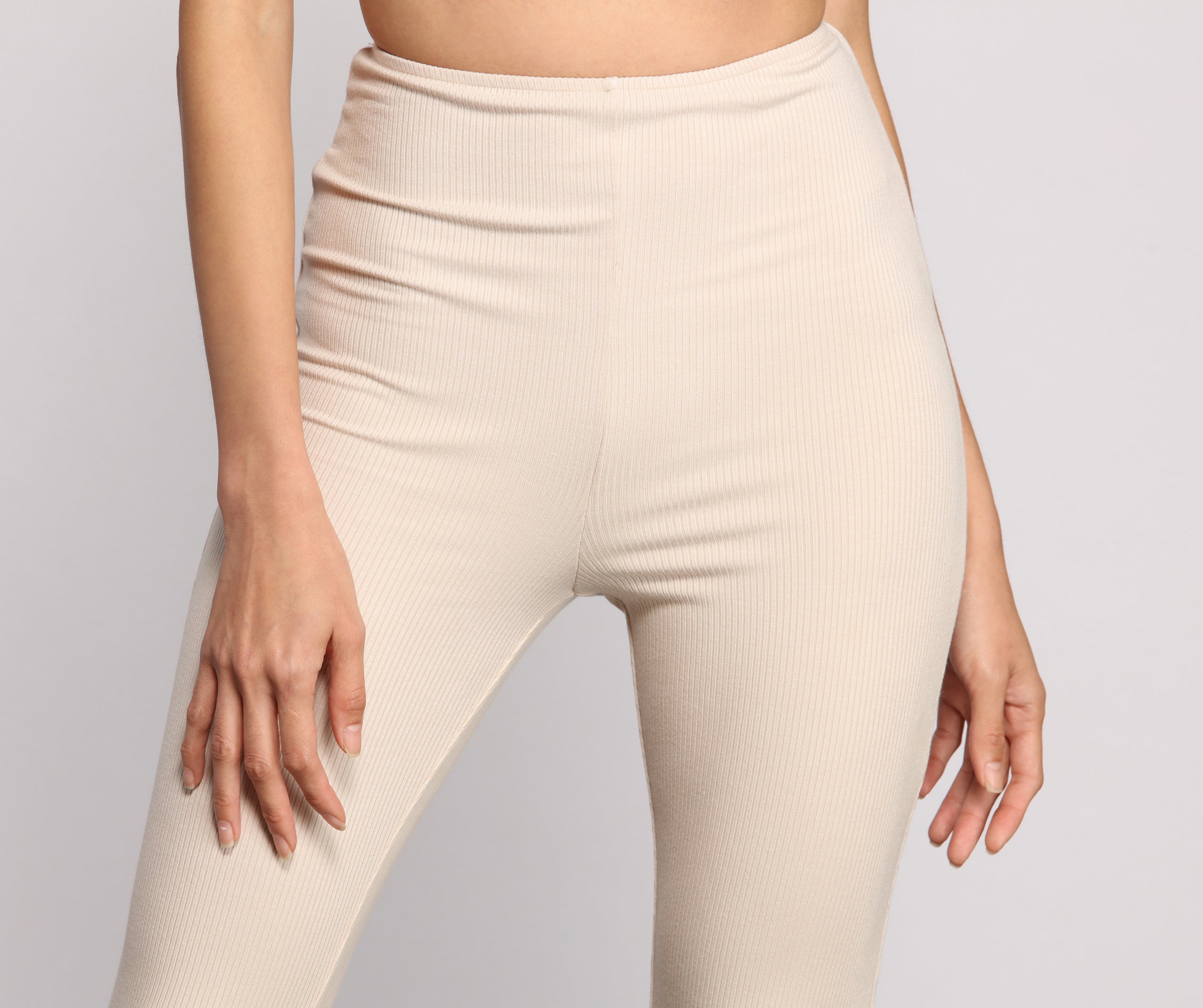 High Waist Basic Ribbed Knit Leggings