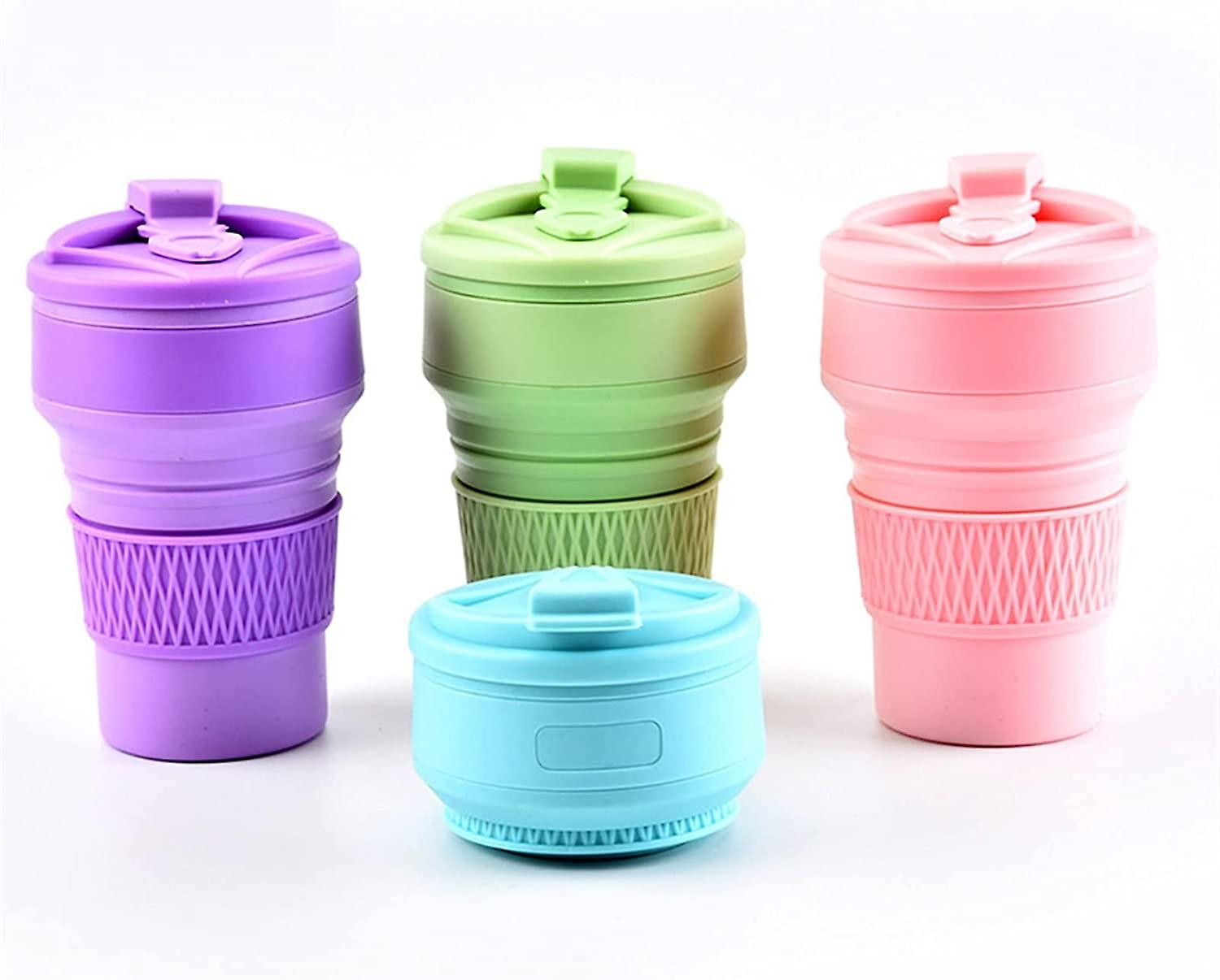 Travel Coffee Mug Silicone Folding Coffee Cups Portable Outdoors Travel Drinking Mug Collapsible Water Tea Cup (color : Green)