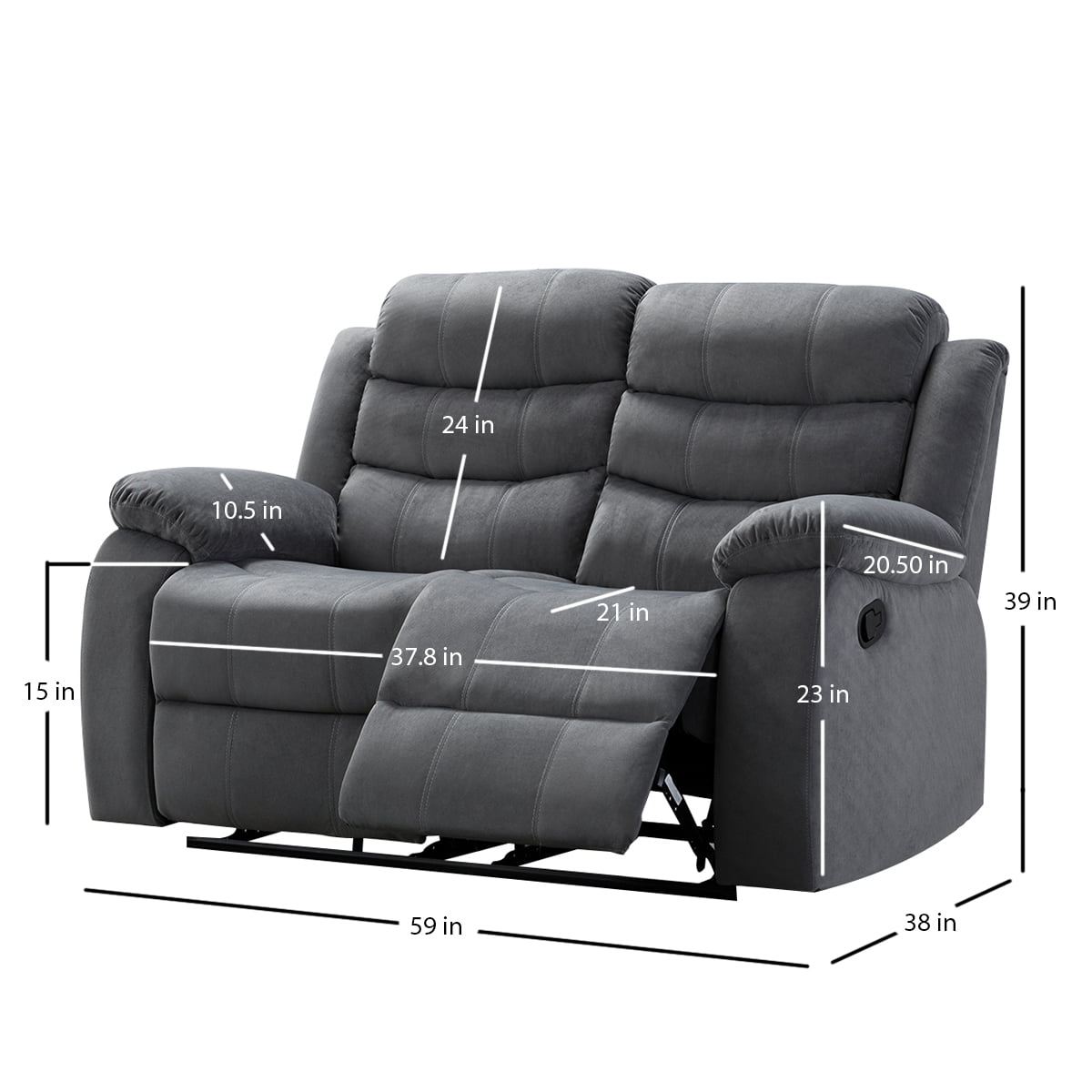 AC Pacific Jim Gray Fabric Reclining Living Room Set