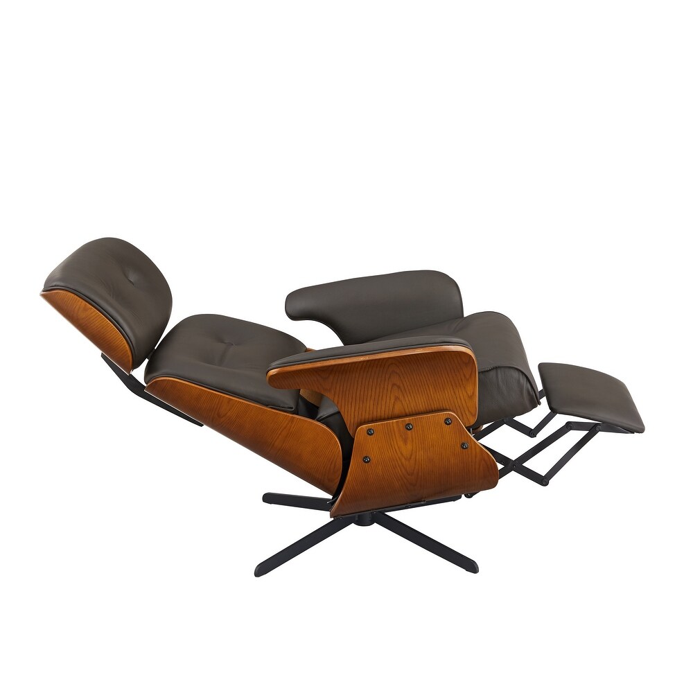 Art Leon Mid century Modern Genuine Leather Lounge Chair Recliner