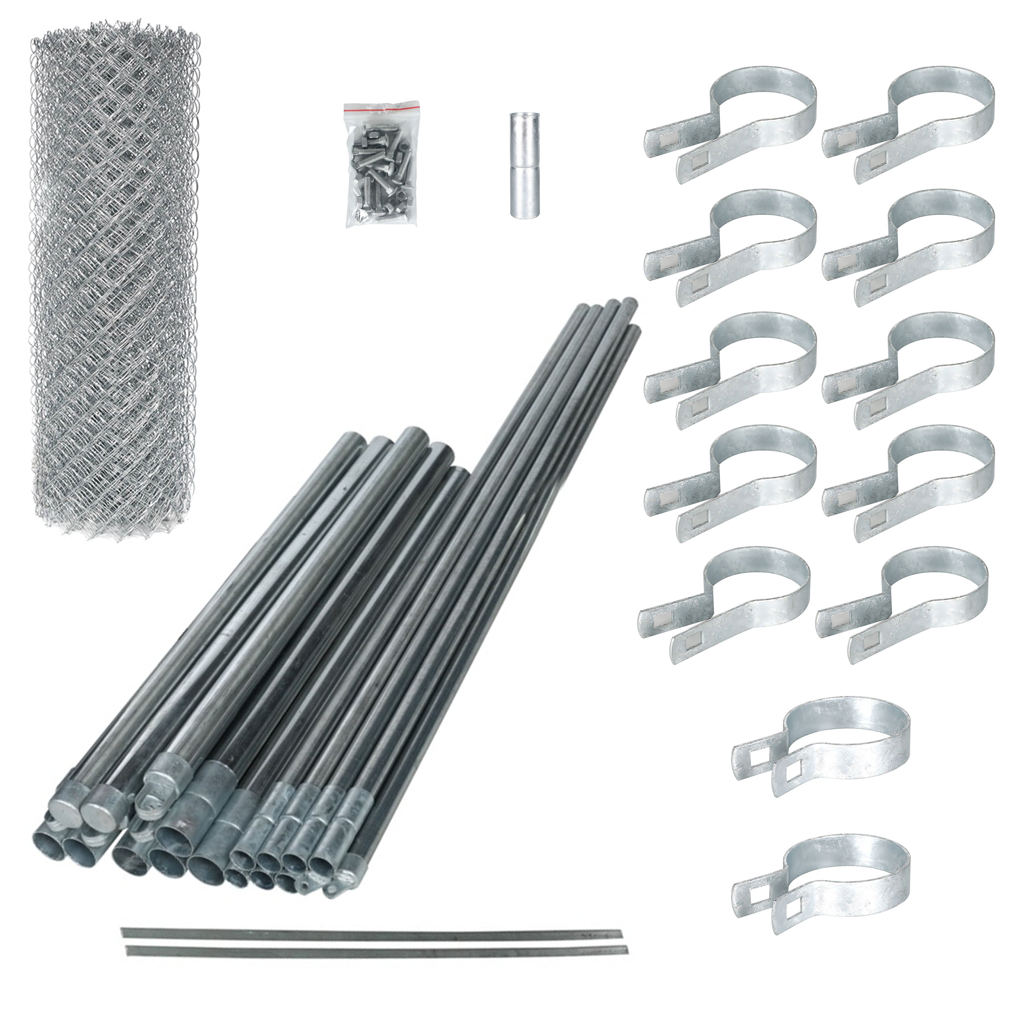 ALEKO KITCLF6X50 Galvanized Steel 6 x 50 ft. Chain Link Fence Complete Kit