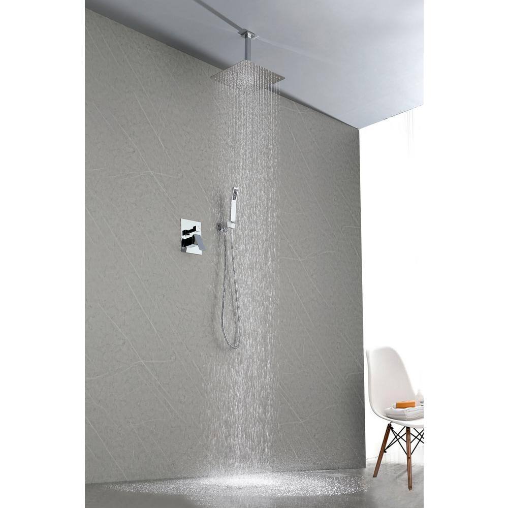 Lukvuzo High Pressure 12 in. Shower Head Brass Wall Bar Shower Kit with Hand Shower in Chrome HDSA11FS020