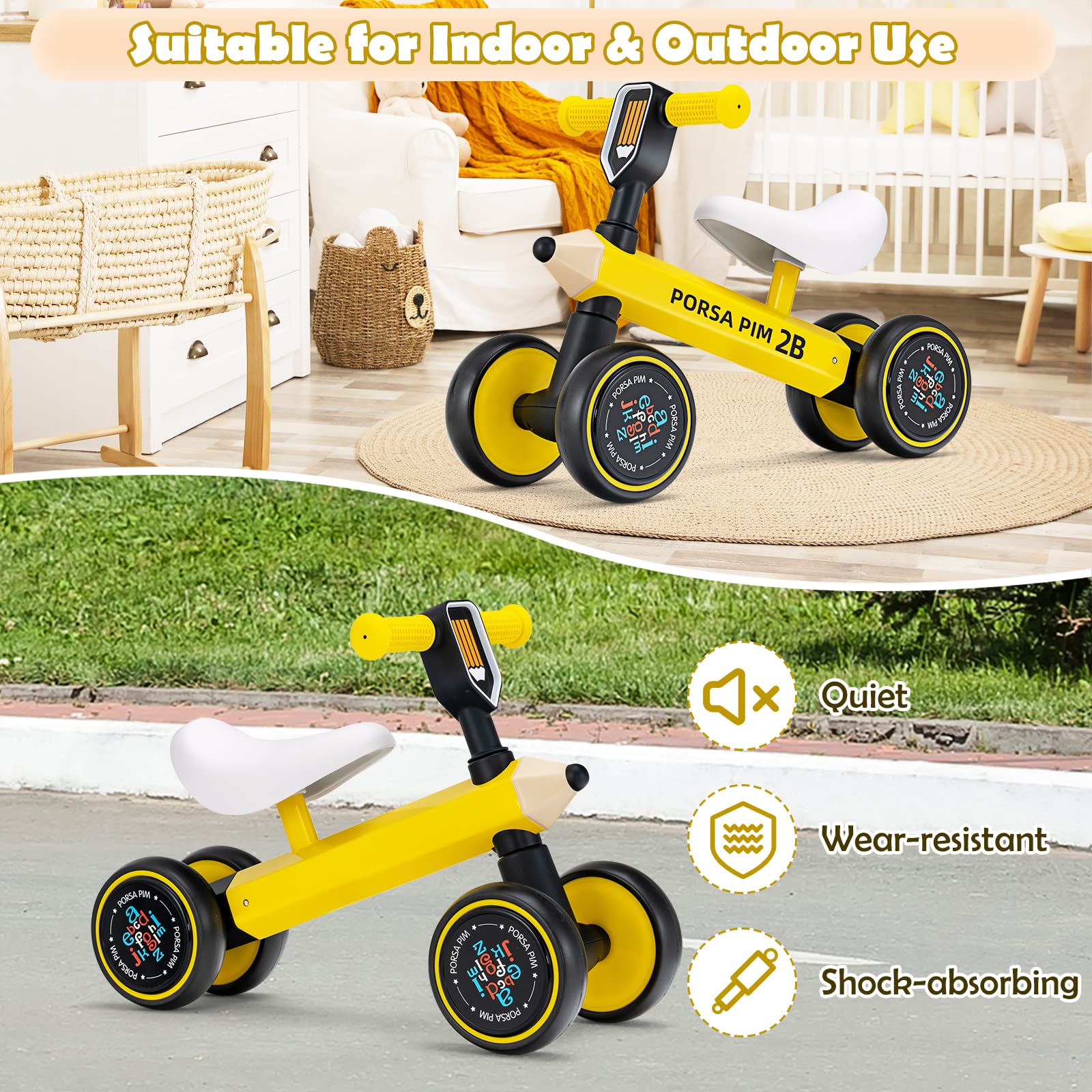 Costzon Toddler Ride On Toy, Baby Balance Bike 10-24 Month Toddler Walker w/ Limited Steering