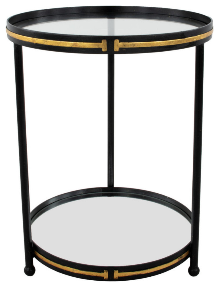 Vada Black  ampGold Side Table   Transitional   Side Tables And End Tables   by Peachtree Fine Furniture  Houzz