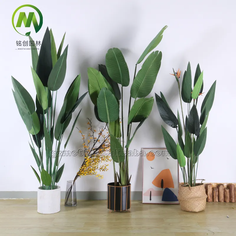 Artificial plant traveler banana tree Plantas artificiales plastic bird of paradise bonsai  with pot garden supplies