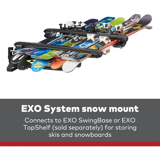 Yakima Exo Snowbank 5 Ski Or 4 Snowboard Universal Car Mount Travel Roof Rack With Double Joint Hinge Sks Lock And 1 Button Access Black