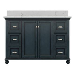 Home Decorators Collection Lamport 49 in. x 22 in. Bath Vanity in Harbor Blue with Engineered Stone Vanity Top in Artisan White with White Sink LMBVT4922D