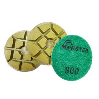 Monster 3 in. Typhoon Resin DryWet Diamond Floor Polishing PadsDiscs #800 Grit (3-Pack) for Concrete and Terrazzo Floors 3CNG0800-3