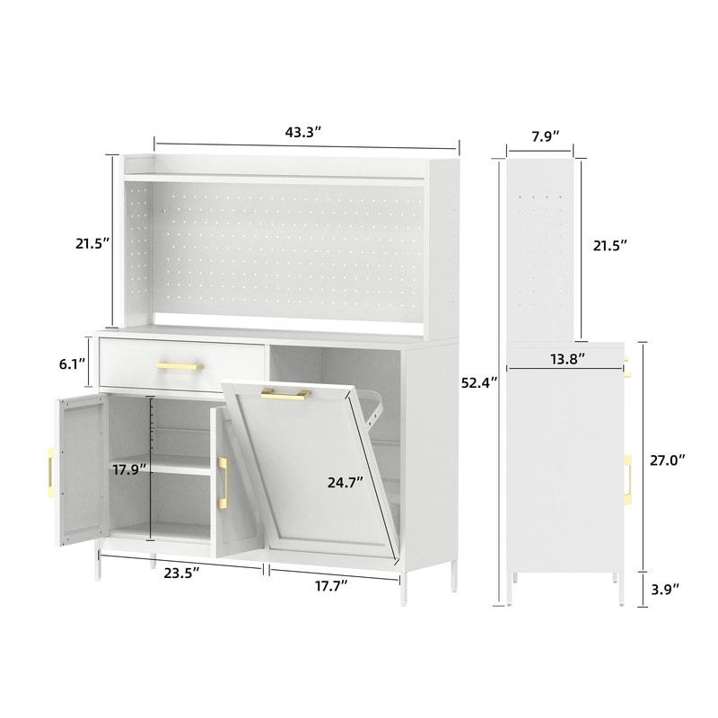 Microwave Storage Cabinet with Drawer and Adjustable Shelf  Free Standing Coffee Bar Station for Kitchen  Dining Room