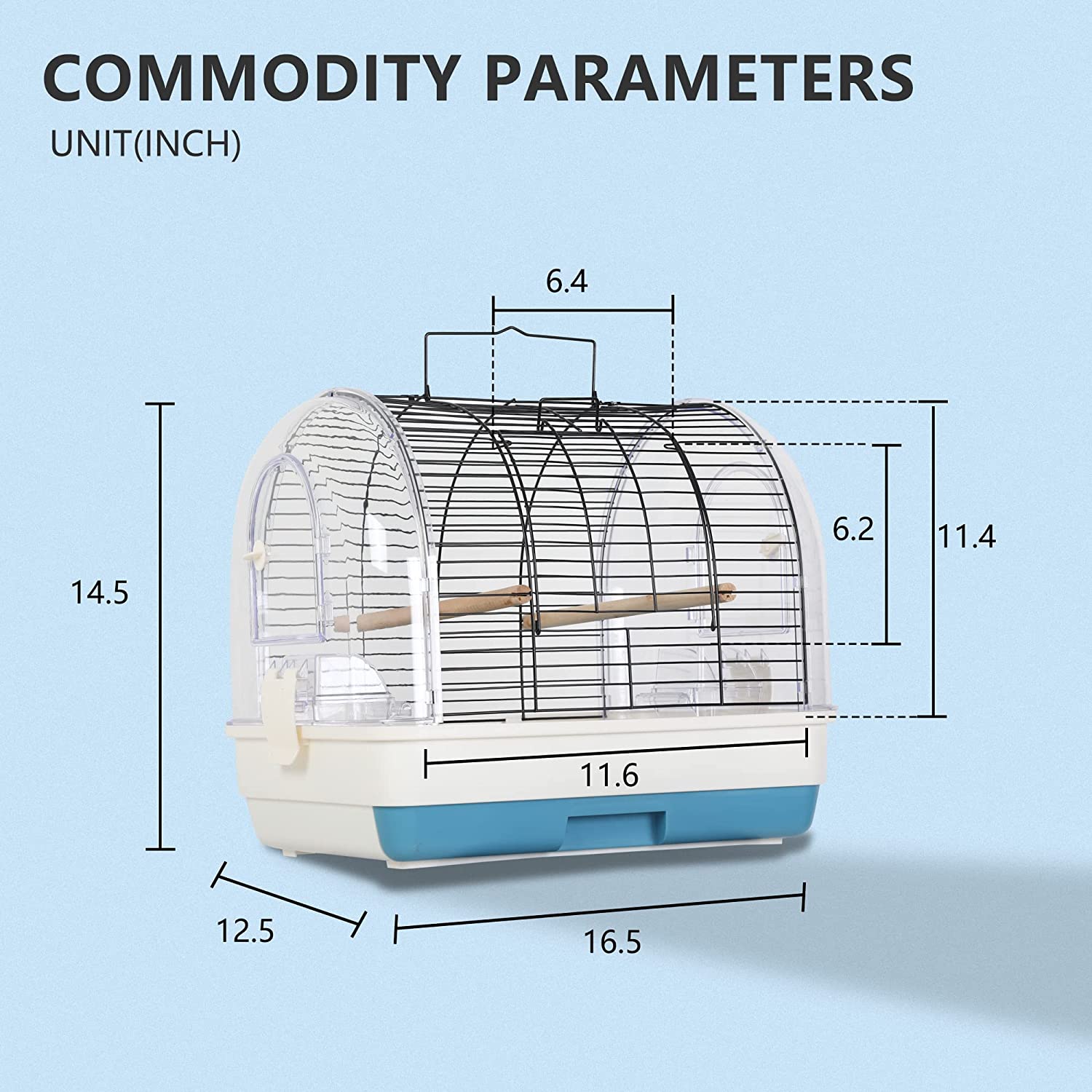 BestPet Bird Carrier Travel Cage with Perch Lightweight Bird Travel Bag Outdoor，Light Blue