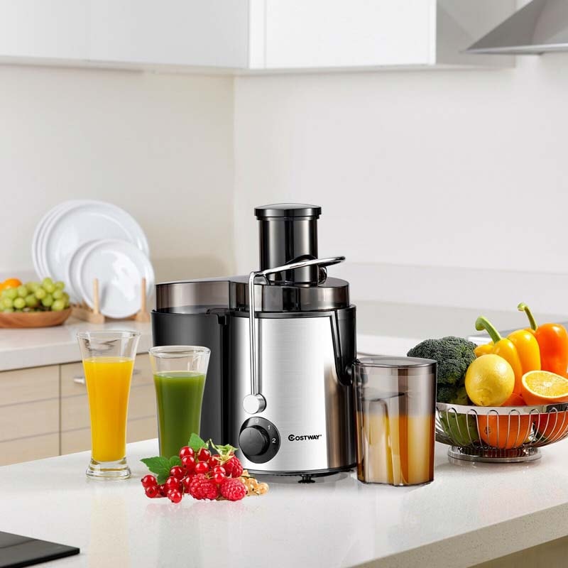 Juicer Machines, 400W Masticating Juicer Extractor, Stainless Steel Centrifugal Juicer with 2.5 Inch Wide Mouth, 2 Speed Modes