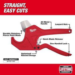 MW 1-58 in. Ratcheting Pipe Cutter with Reaming Pen (2-Piece) 48-22-4210-48-22-4255