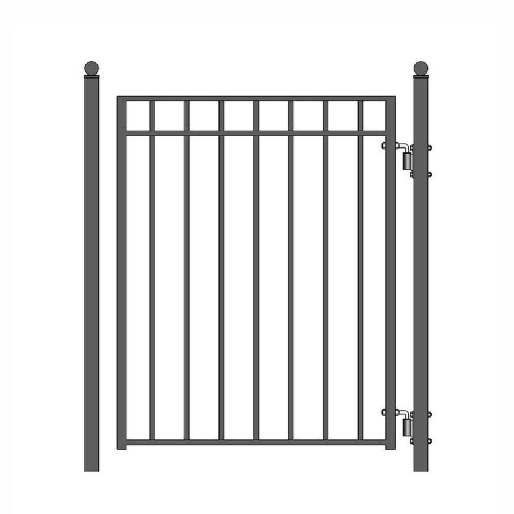 ALEKO Madrid Style 4 ft. x 5 ft. Black Steel Pedestrian Fence Gate PGMAD-HD