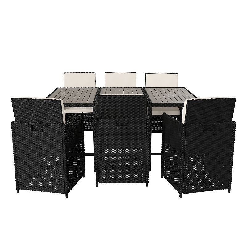 Flash Furniture Peregrine Outdoor Patio Dining Table and Wicker Modular Chairs 7-piece Set