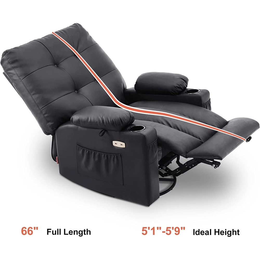 MCombo Large Power Swivel Glider Rocker Recliner Chair with Massage and Heat  Faux Leather 7748