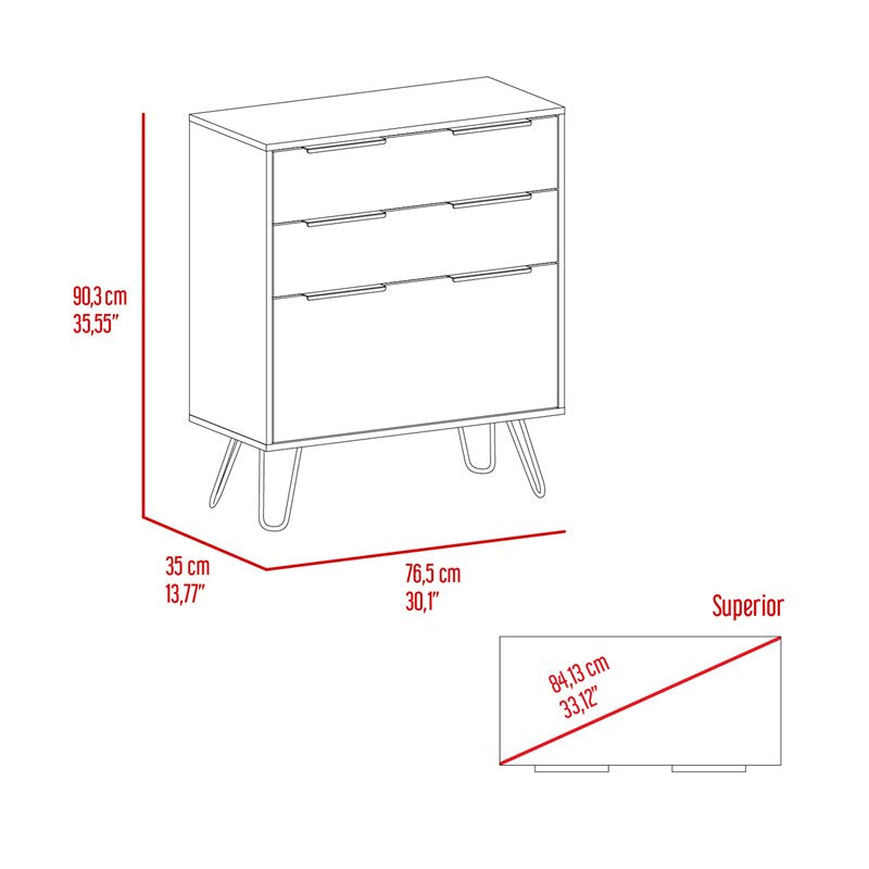 Atlin Designs Modern Metal Dresser with 3-Drawer & Countertop in Light Oak