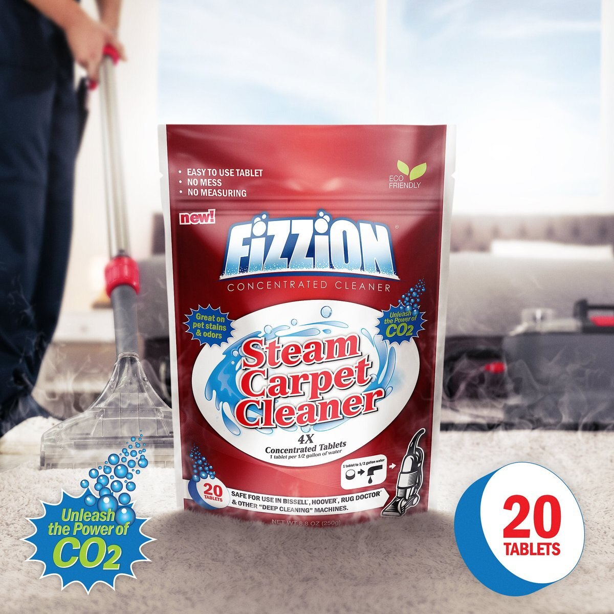 Fizzion Steam Carpet Cleaner Tablets， 20 count