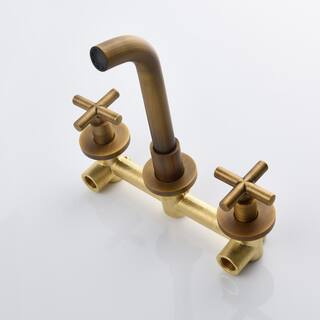 Utopia 4niture Zary Double Cross Handle Wall-Mounted Bathroom Faucet in Bronze HATH8008FG