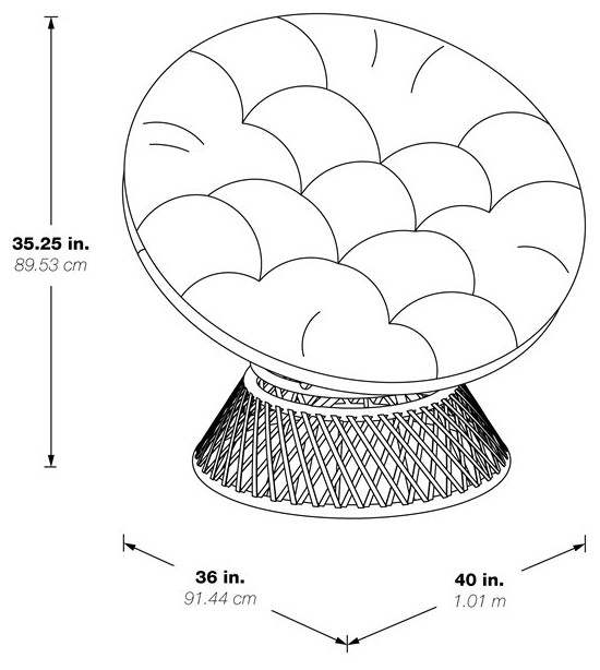 Papasan Chair With Round Pillow Cushion and Cream Wicker Weave   Tropical   Armchairs And Accent Chairs   by Homesquare  Houzz