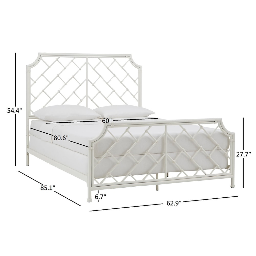 Nelle Geometric Mosaic White Metal Queen Bed by iNSPIRE Q Classic