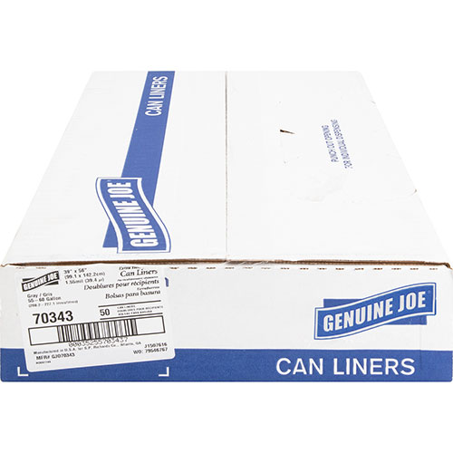 Genuine Joe Black Flat-Bottom Trash Bags | 55 Gallon， 39