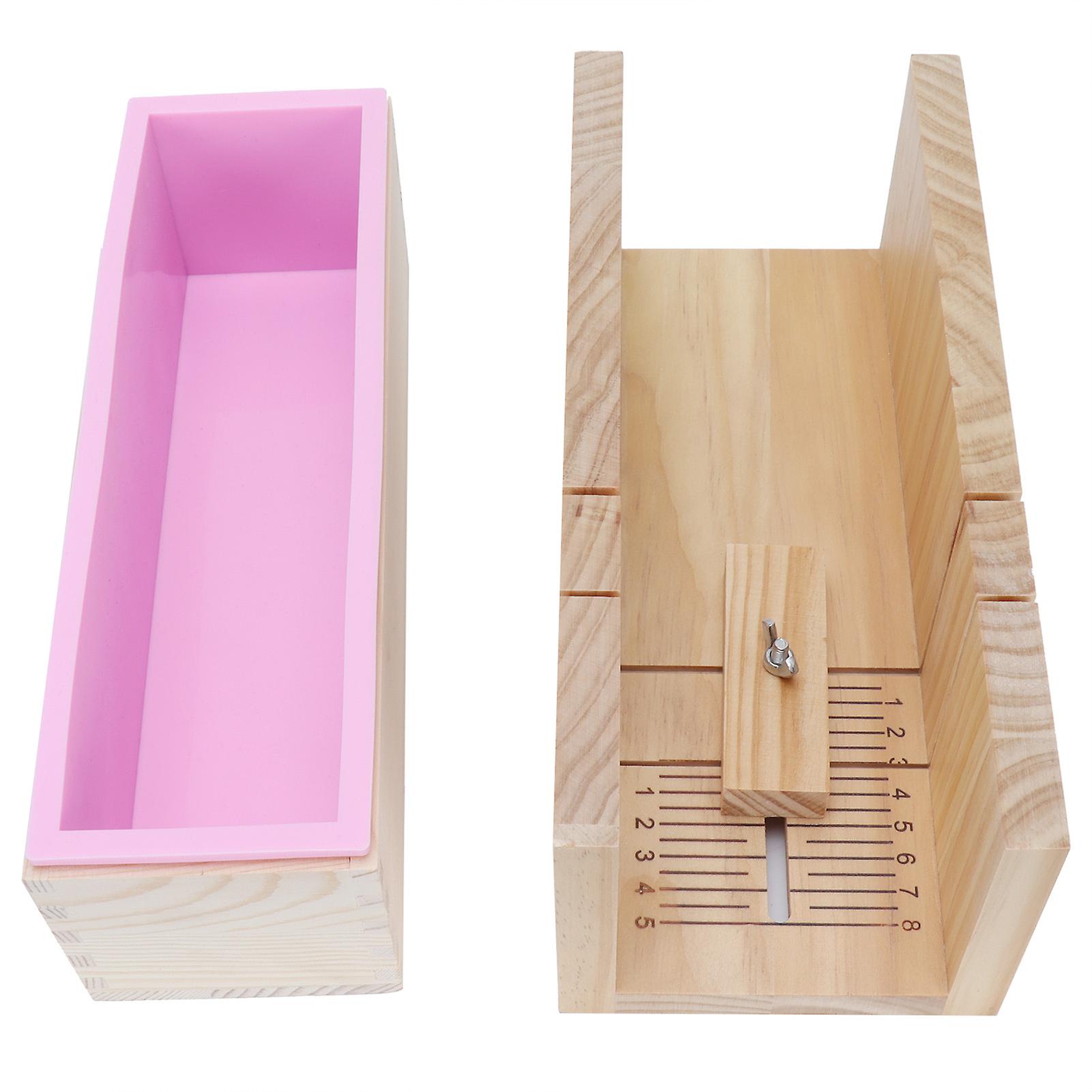 1200ml Silicone Mold Diy Soap Making Tool Set Wooden Bread Cutter Box Kitchen Supplies