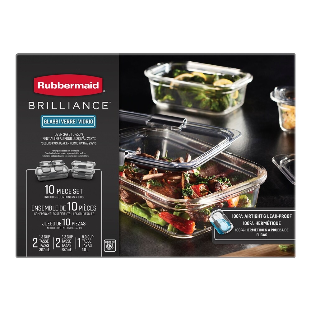 Rubbermaid Brilliance Glass Food Storage Containers  10 Piece Set