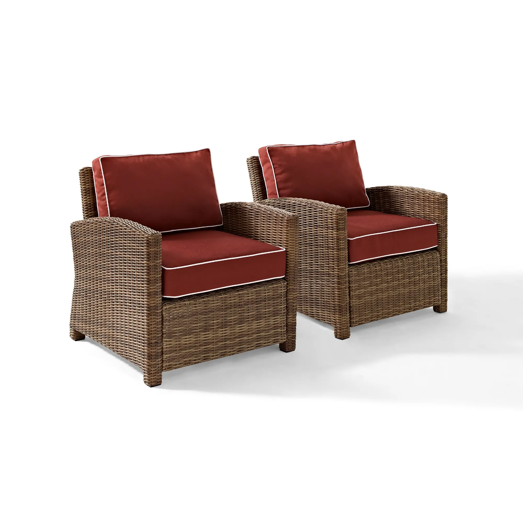 Bradenton Sangria and Wicker Patio Armchairs， Set of 2